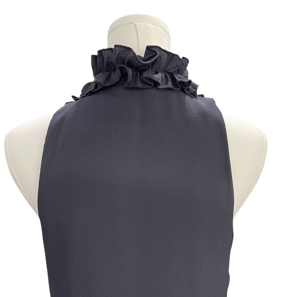 Zara Woman Black Ruffle Halter Shift Dress Size Small Elegant Minimalist Chic - Picture 9 of 9